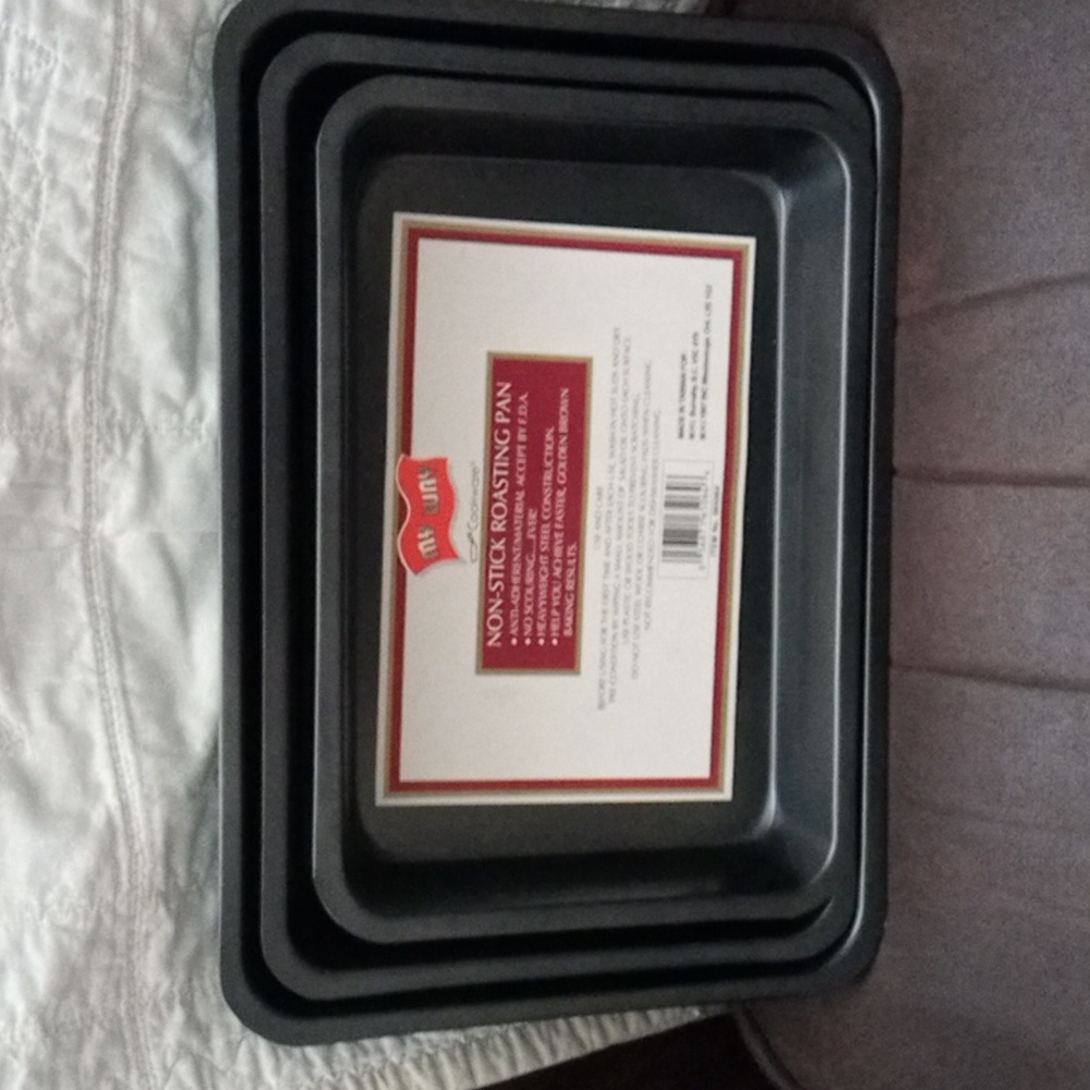 My Way 3 PC Green Non Stick Roasting Pan Set